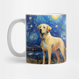 Yellow Anatolian Shepherd Dog painted in Starry Night style Mug